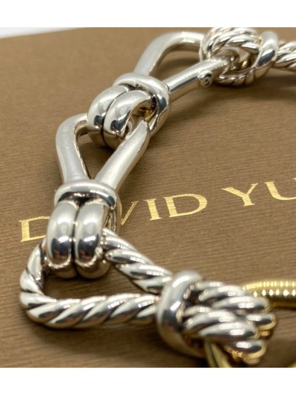 David Yurman 14mm Thoroughbred Loop Chain Bracelet 925 750 - Picture 7 of 12